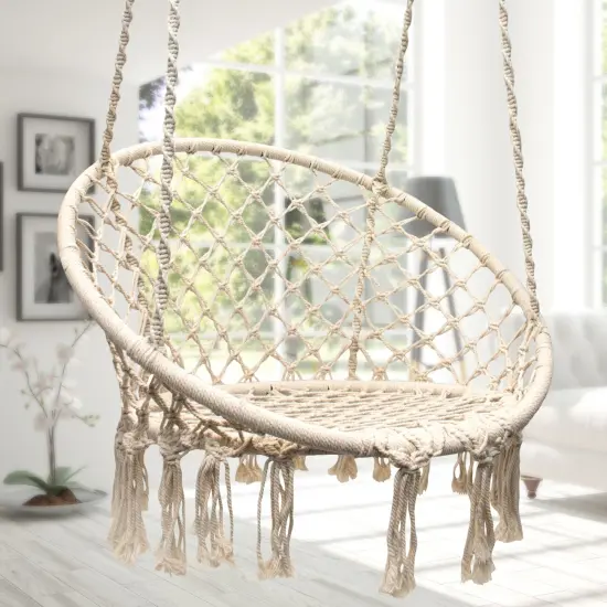 Sorbus Macrame Hanging Rope Chair {3}