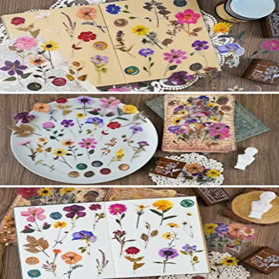 320 Pieces Pressed Flower Themed Stickers SetDried Flowers Resin Stickers Decals Floral Botanical Journaling Stickers for Scrapbook Supplies Junk Journal Bullet Journal Planner Laptops {4}