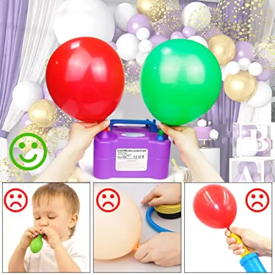 Electric Balloon Pump Portable Balloon Pump Electric Air Balloon Pump Electric Balloon Inflator, Balloon Decorations for Birthday Parties, Weddings, Festivals and Party（Purple） {6}