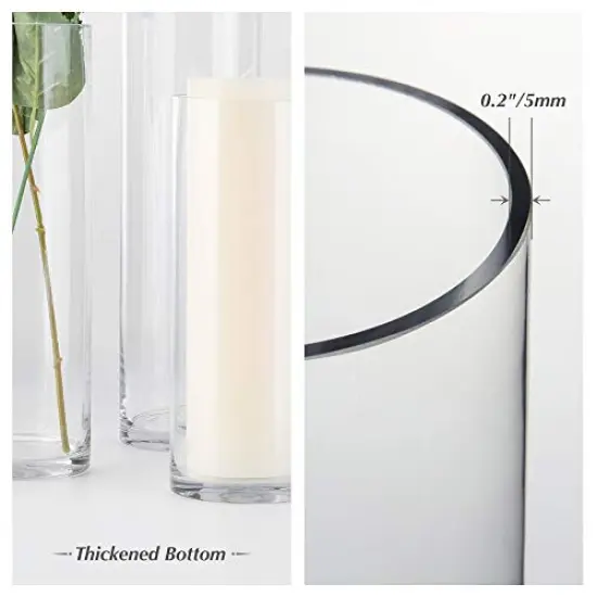 Cylinder Vase, 4" W x 10" H, Floral Container, Flower Vases, Glass Candle Holder Centerpiece Planter Terrarium for Wedding Party, Home Accent Decor, Clear, 1 Piece {3}