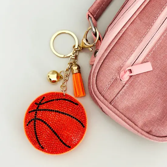Wrapables Crystal Bling Key Chain Keyring with Tassel Car Purse Handbag Pendant, Basketball {5}