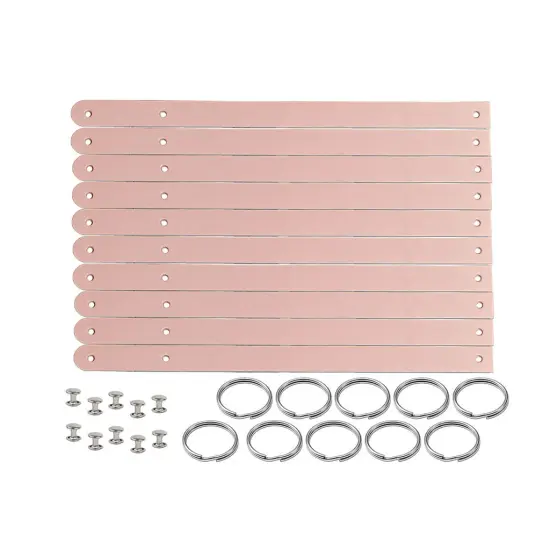 1/2" Blank Leather Keychains Kit - 10 Pre-Cut Blank Keyrings for Stamping & Engraving Blush Pink {1}