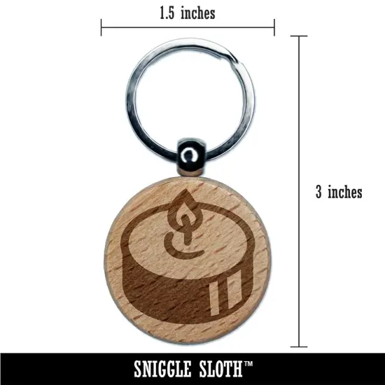 Tea Candle Light Engraved Wood Round Keychain Tag Charm {2}