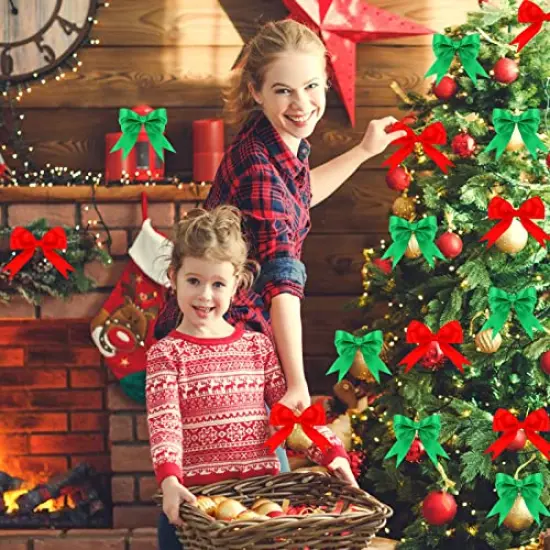 DECYOOL 4 Rolls 100 Yards Christmas Ribbons 1Inch Wide Holiday Satin Ribbons for Gift Wrapping and DIY Craft, Red & Green {4}