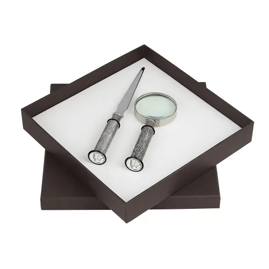 Silver Mercury Dime Letter Opener and Magnifying Glass Gift Set {1}