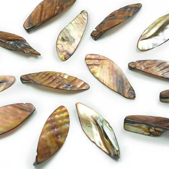 6 Packs of Leaf Tinted Shell Beads - Slate - 2 x 8" Strand {1}