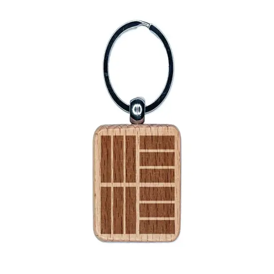 Fun Geometric Rectangle Bricks Background Engraved Wood Square Keychain Tag Charm {1}
