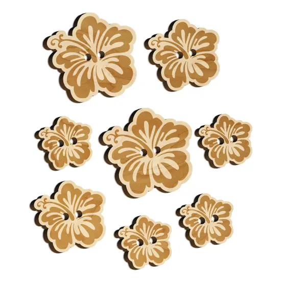 Pretty Hibiscus Flower Tropical Wood Buttons for Sewing Knitting Crochet DIY Craft {7}