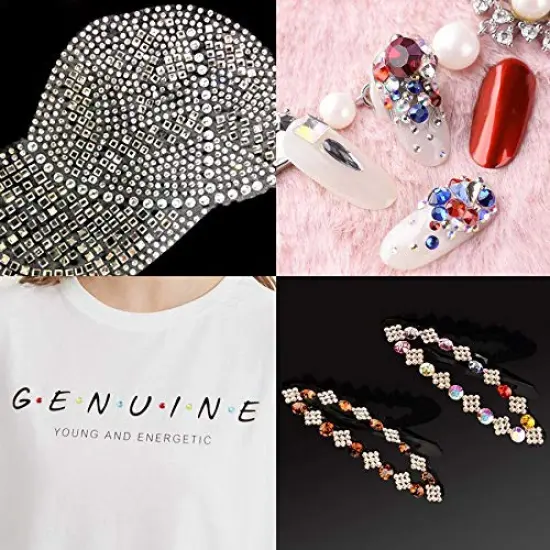 10000 Pieces Flatback Glass Hotfix Iron On Rhinestones Crystal for DIY Making with 1 Tweezer & 1 Picking Pen for Shoes, Clothes, Face Art, Bags, Manicure (12-Colors, 3 Sizes) {2}