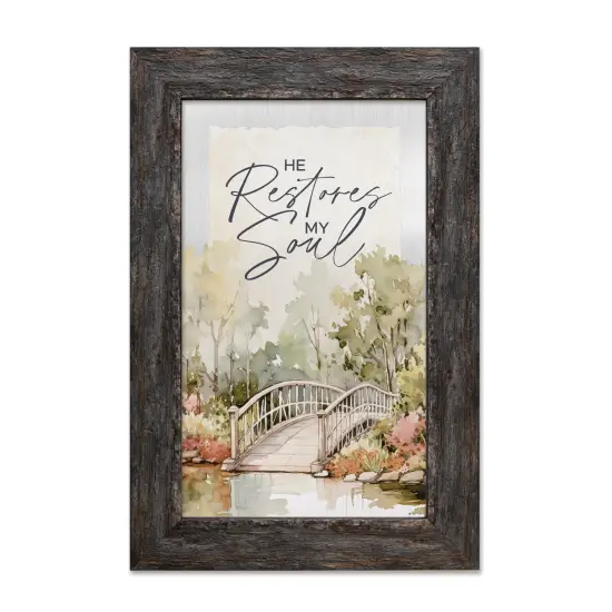 He Restores My Soul Metalscape Framed Wall Art - 8 inches x 12 inches {1}
