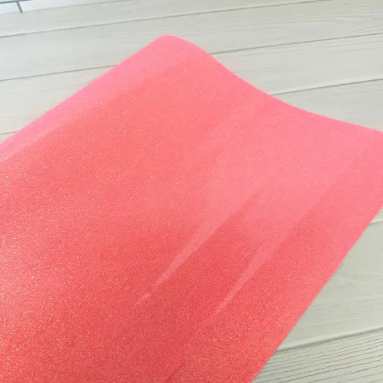 Coral Pink Light Weight Smooth Glitter Vinyl {3}