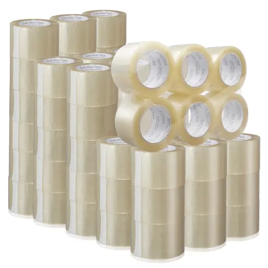 Sure-Max 72 Rolls Extra-Wide Shipping & Packing Tape (3" x 110 yard/330' each) - Moving & Adhesive Carton Sealing - 2.0mil Clear {2}