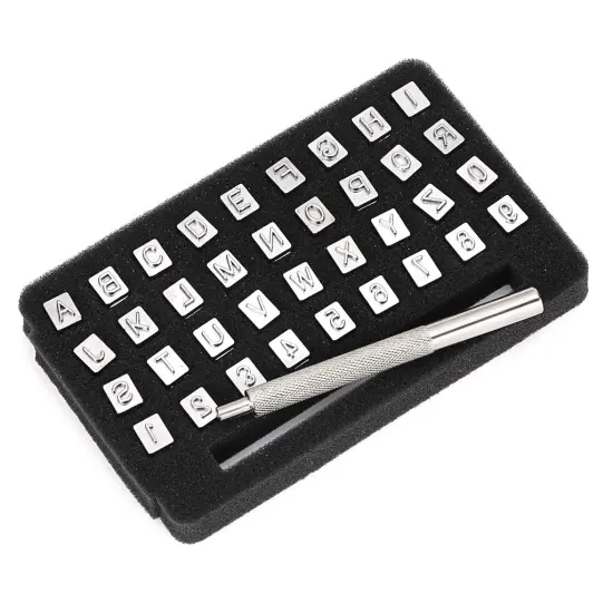 36 Pieces Capital Letters and Numbers Stamp Set, 1/4&rdquo; / 6mm Alphabet Stamp Tools Set Leather Craft Stamping Tools Leather Art Craft Tool (6mm ) {1}