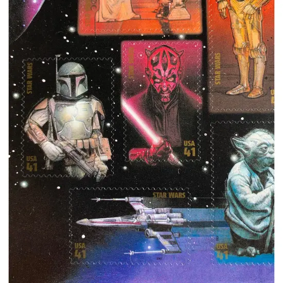 Star Wars U.S. Stamp Sheet in 16x14 Wood Frame {6}