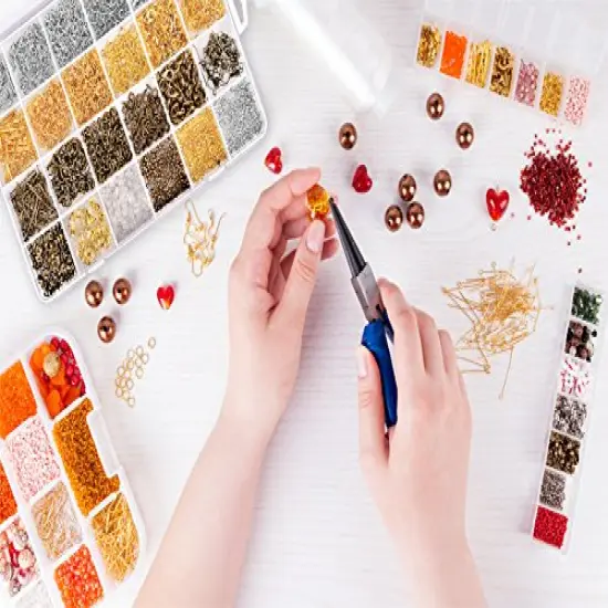 2880 Pieces Jewelry Making Findings Supplies Kit with Open Jump Rings, Lobster Clasps, Crimp Beads, Screw Eye Pins, Head Pins, Earing Hooks and Earing Backs {2}