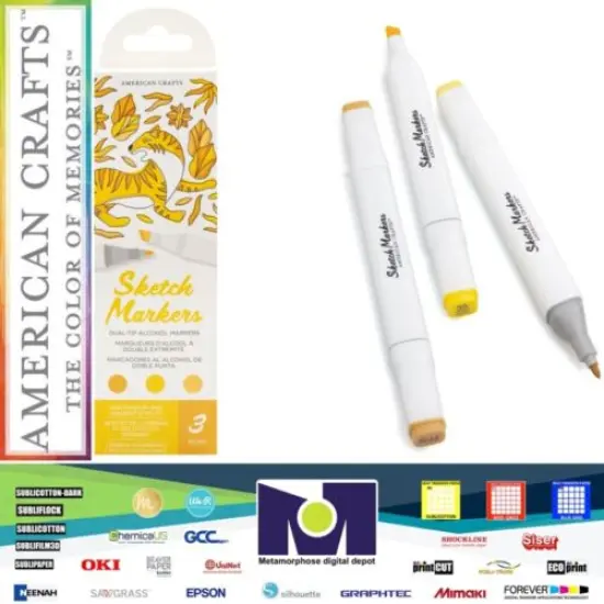 American Crafts - Sketch Markers Collection - Dual Tip - Chisel and Fine Point - HoneyComb 3 Pack 34007545 {1}