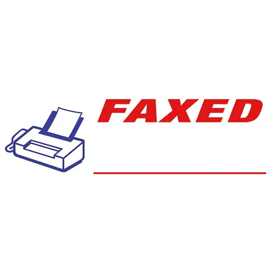 ACCUSTAMP2 Message Stamp, 2-color, Pre-inked, FAXED, 1-5/8" x 1/2" impression size, Red Message with Blue Symbol {2}