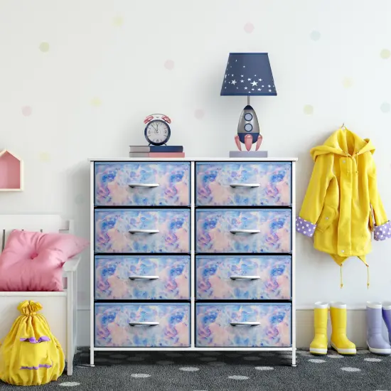 Sorbus Extra Wide Dresser Organizer With 8 Drawers - Large Storage Furniture for Bedroom, Hallway, Living Room, Nursery & Closet Tie dye blue {4}