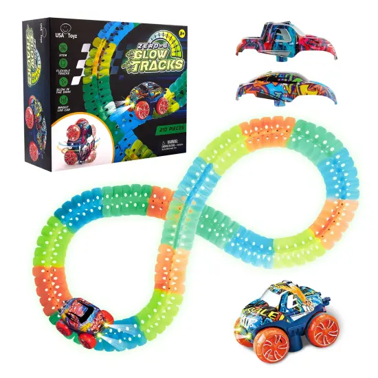 USA Toyz Zero-G Glow Race Track for Kids- 210pcs {1}