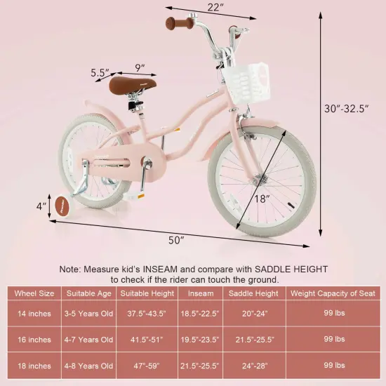 Children Bicycle with Front Handbrake and Rear Coaster Brake Pink {3}