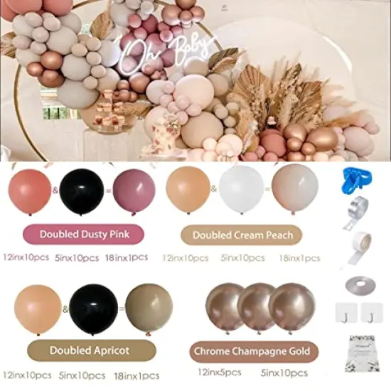 141 Pieces Balloon Arch Garland Kit,Blush Nude Apricot Party Balloons Decoration Set for Retro Boho Wedding Baby Shower Bridal Engagement Anniversary Graduation Birthday Decorations {6}