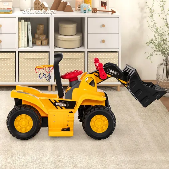 Costway 6V Electric Kids Ride On Bulldozer Pretend Play Truck Toy with Adjustable Bucket {2}