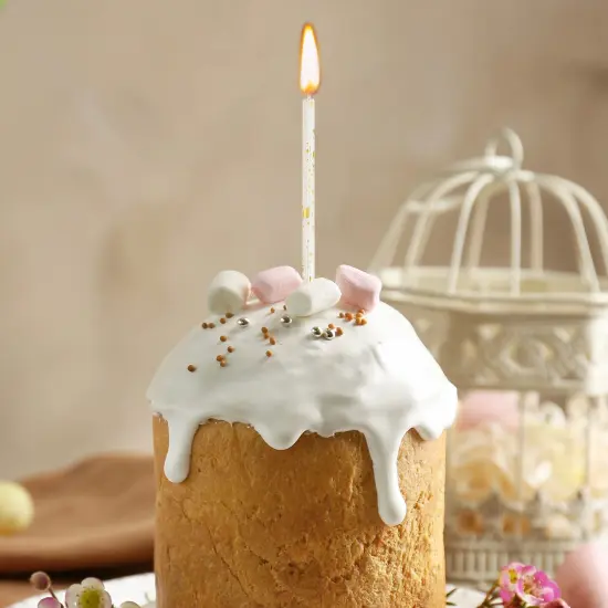 24 Pieces Birthday Candles Long Thin Cake Candle Cupcake Candles for Birthday Wedding Anniversary Graduation Retirement Party Decoration (White Gold) {5}