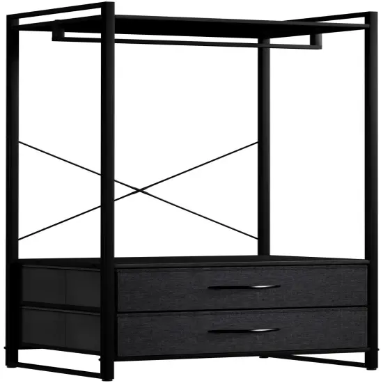 Sorbus Clothing Rack with Drawers - Clothes Stand Dresser - Wood Top, Steel Frame, & Fabric Drawers - Tall Closet Storage Organizer - Garment Rack for Hanging Shirts, Dresses, & Jackets Aqua {7}