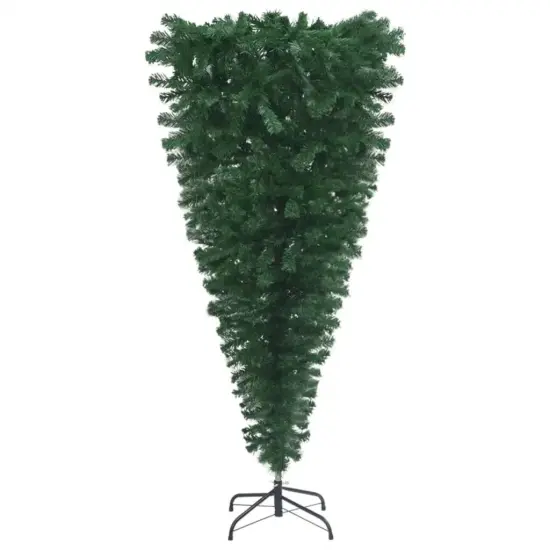 6ft Green Upside-Down Artificial Christmas Tree with Stand {1}