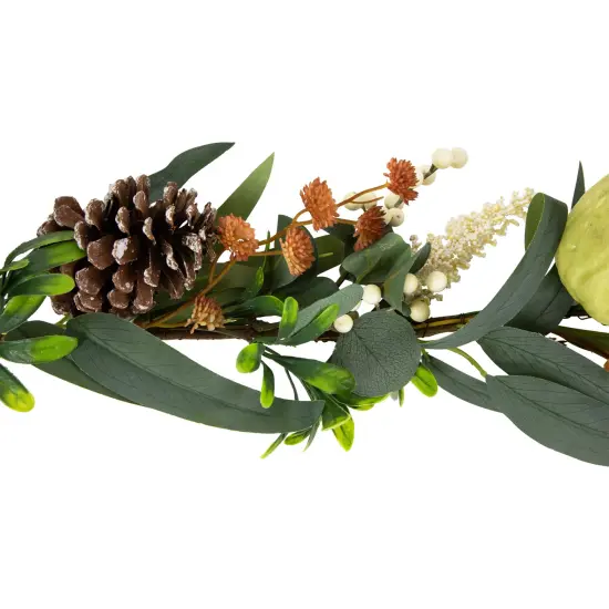 Northlight 5' x 6" Green Gourds and Foliage Artificial Fall Harvest Garland - Unlit {7}