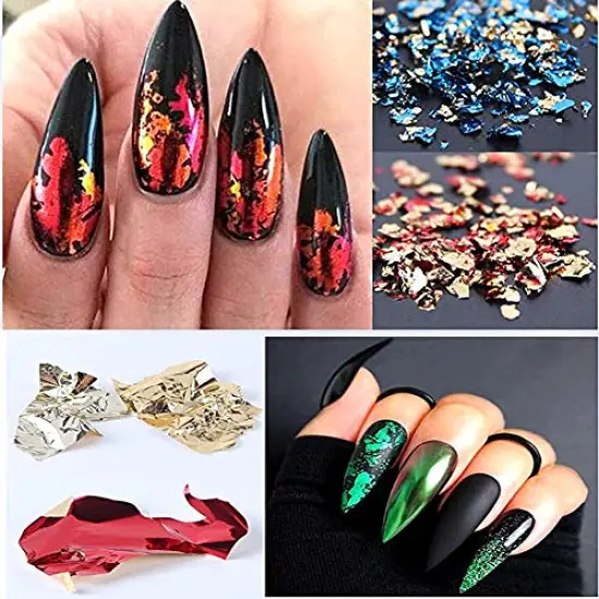 Tamicy 500 Sheets 10 Colors Metallic Gold Foil Leaf Paper - Foil Paper Slime Decorating Gilding Furniture, DIY Nails, Arts, Crafts, Paintings {3}