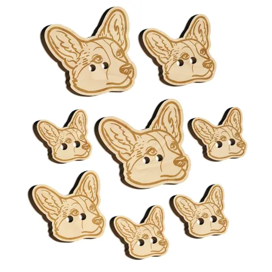 Cardigan Welsh Corgi Head Wood Buttons for Sewing Knitting Crochet DIY Craft {7}