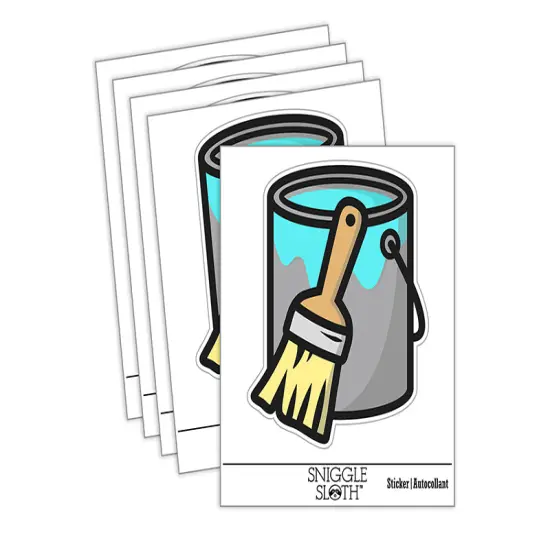 Paint Can with Brush Waterproof Vinyl Phone Tablet Laptop Water Bottle Sticker Set - 5 Pack {2}