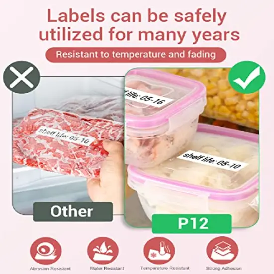 Label Makers - Label Maker Machine with Tape P12, Bluetooth Label Maker for Home Organization, Mini Label Printer with Tape 12mm x 4m, Sticker Maker Support Color Printing and Font, with Label {4}
