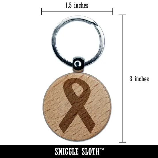 Awareness Ribbon Solid Engraved Wood Round Keychain Tag Charm {2}