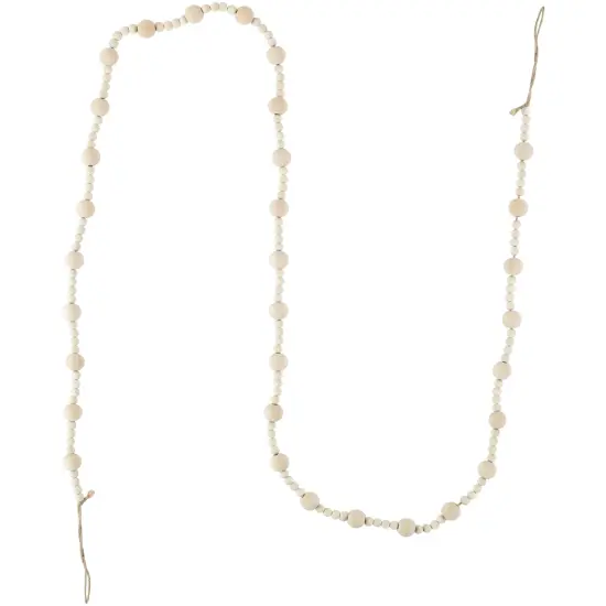 Northlight 6' Cream Wooden Beads Christmas Garland, Unlit Ivory {7}