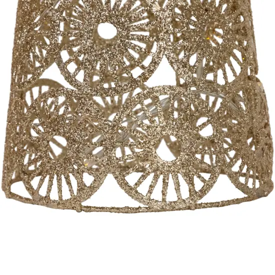 Northlight LED Sunburst Christmas Cone Glitter Tree - 23.5" - Warm White Lights - Gold Finish {6}