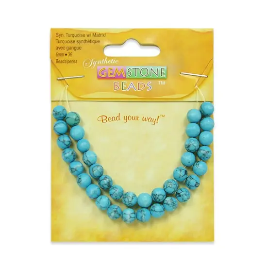 6 Packs of Synthetic Turquoise with Matrix Beads Pack of 36 {1}