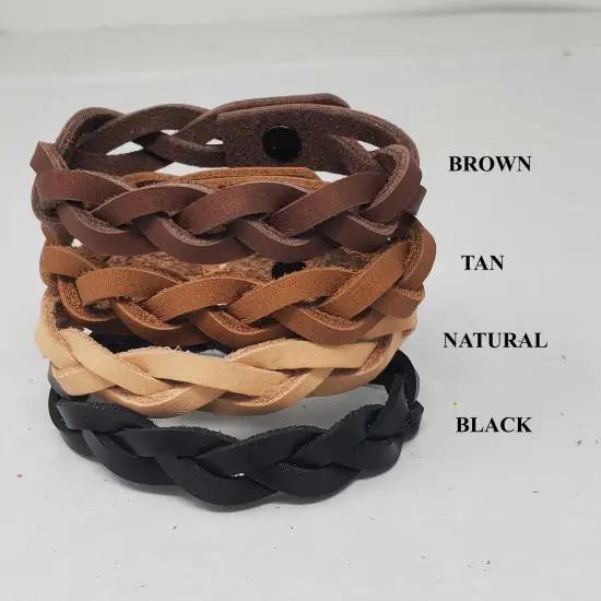 Mystery Braid Leather Bracelets Kit-8 Pack Leather Bracelets Braiding Ready in 4 colors-Camps, Schools Easy Craft Idea-Made in USA by Pitka Leather Black {3}