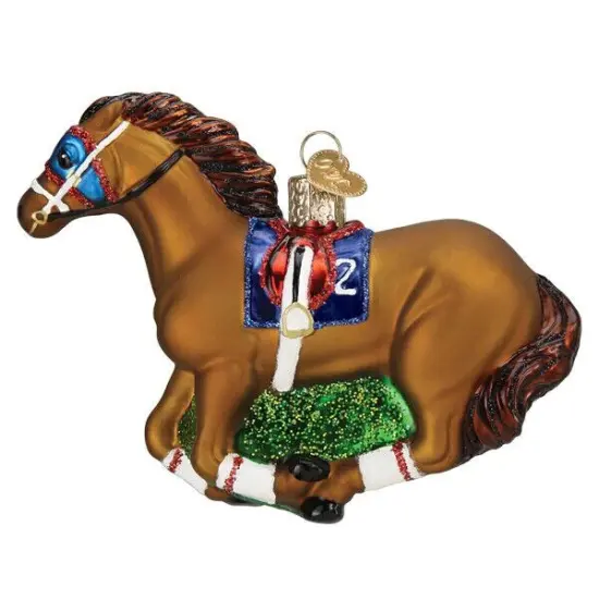 Racehorse Glass Ornament with Box {3}