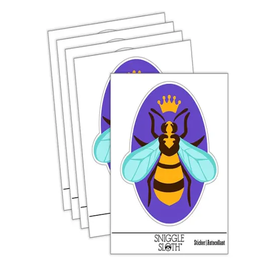 Queen Bee with Crown Honey Hive Waterproof Vinyl Phone Tablet Laptop Water Bottle Sticker Set - 5 Pack {1}