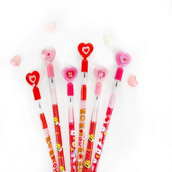 TINYMILLS 24 Pcs Valentine's Day Heart Multi Point Pencils Party Favors Goodie Bag Stuffers Carnival Prize Classroom Exchange Valentine's Day Pencils {3}
