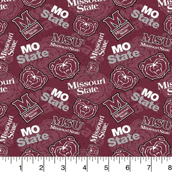 Sykel Enterprises-Missouri State University Cotton Fabric-Missouri State Bears Tone On Tone Cotton Quilting Fabric {1}