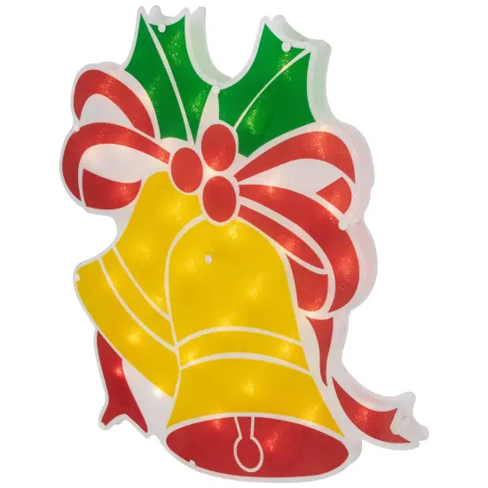 Northlight 19" Lighted Christmas Bells Window Silhouette Yellow {6}