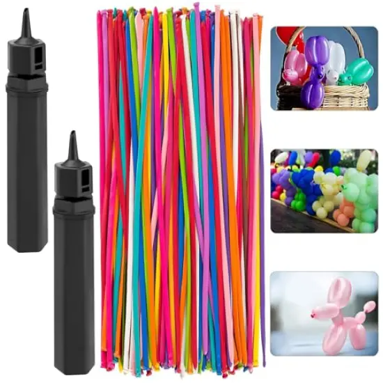260 Pieces N Balloons Kit for Balloon Animals with 2 Pumps, Professional Long Balloons to Make Animal for Birthday Party Clowns Wedding Decorations 100 Pcs {2}