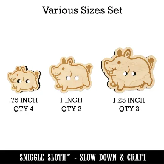 Chubby Round Hippo Hippopotamus Wood Buttons for Sewing Knitting Crochet DIY Craft {1}