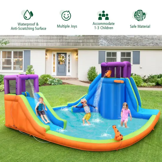 6-in-1 Inflatable Dual Water Slide Bounce House Without Blower {3}