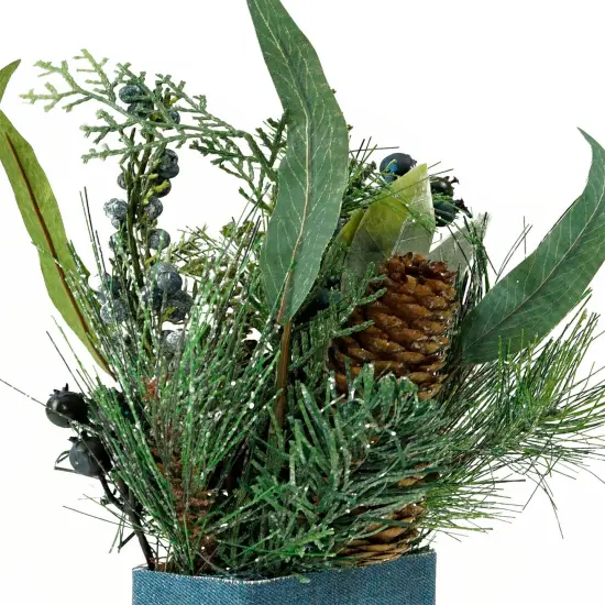Northlight 13" Green and Blue Square Potted Frosted Blueberry Artificial Christmas Arrangement {3}