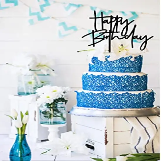 DIY Happy birthday Cake Topper Black Acrylic {1}