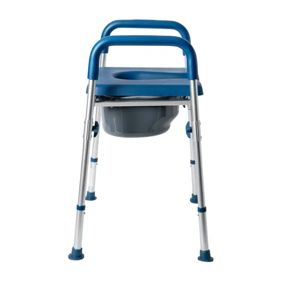Emma and Oliver Maury Shower Commode Chair with Safety Rail, Height Adjustable Frame, Padded Seat & Armrests, Removable Pail with Lid, Fits Most Toilets Blue {5}